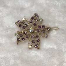 Purple  Clear Beads rhinestones Hair Clip Accessory New without Tags