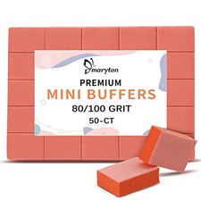  Mini Nail Buffer Blocks - 80/100 Grit Professional Salon Orange Buffers - 