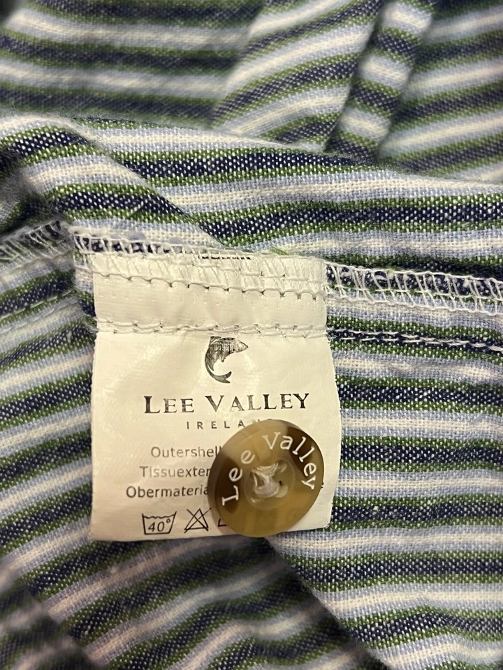 Camisa de abuelo Lee Valley Ireland para hombre talla L sin cuello a rayas manga larga Foto 4 de 4