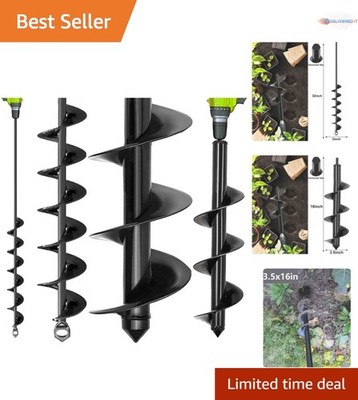 Auger Drill Bits Set Planting 3.5x16 & 2x32in Spiral Soil Hole Digger