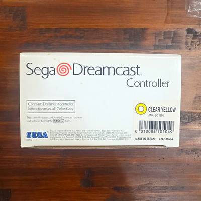 Official Sega Dreamcast Controller Clear Yellow Translucent CIB Box Manual OEM