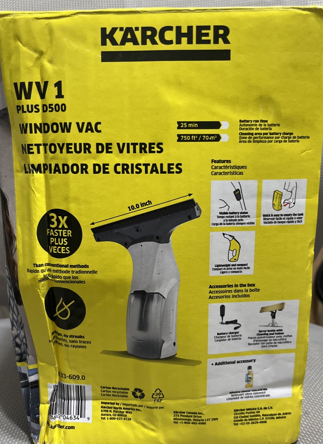 Karcher WV 1 Window Vacuum, Electric Squeegee, 1.633-609.0 - NEW