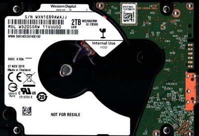 WD20SDRW-11VUUS0 S/N: WXN1E WESTERN DIGITAL 2TB THAILAND NOV 2019