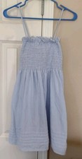 American Eagle Seersucker Smocked Striped Sundress, Blue/White, Womens XS