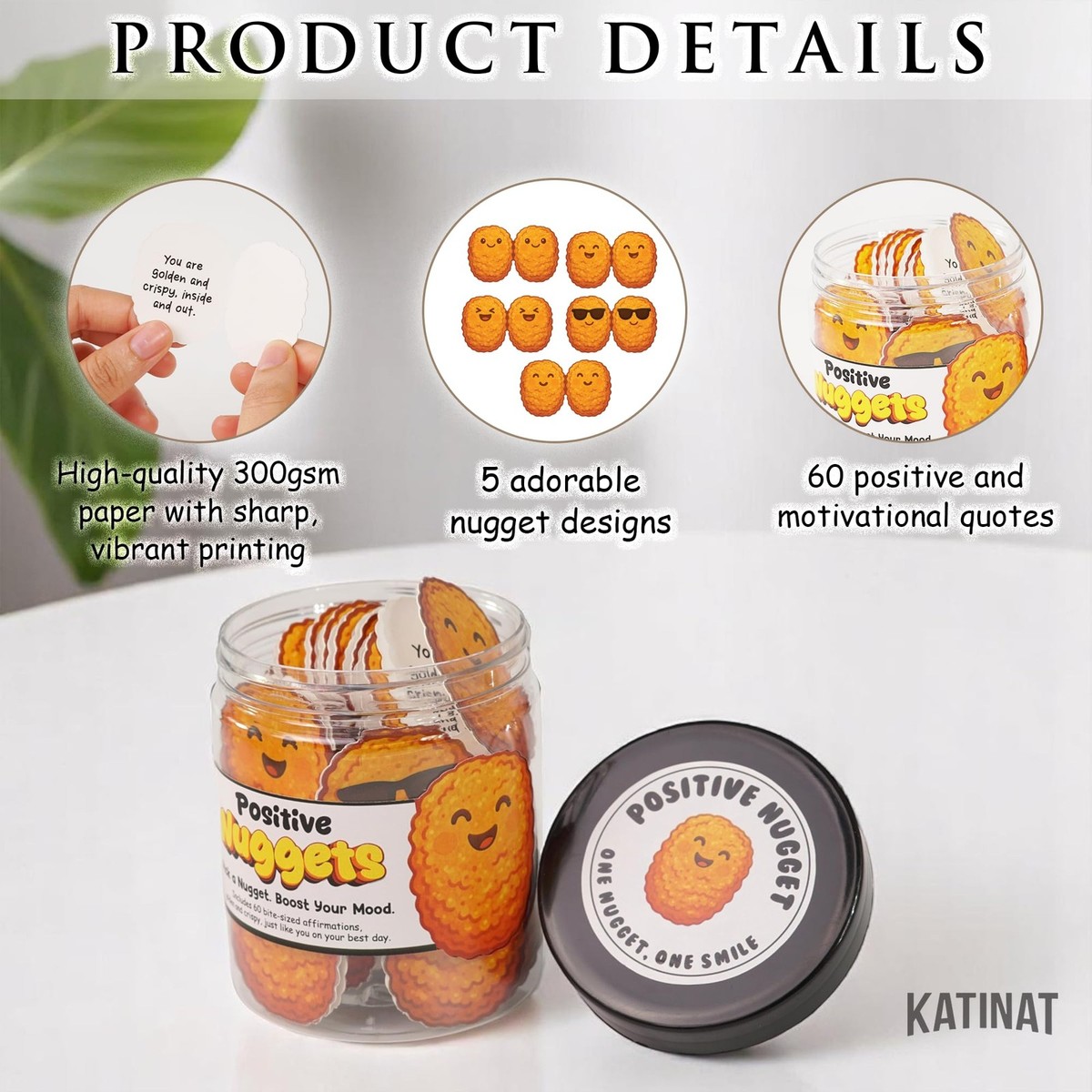 Emotional Support Chicken Nuggets Jar, 60 Positive Affirmation
