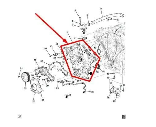 2017-2023 GMC Acadia SLT-1 3.6L AWD Engine Front Timing Cover 12690488 OEM - Image 2 of 4