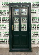 COTTAGE TIMBER FRONT DOOR GEORGIAN BARS WOODEN GREEN WITH FRAME HERITAGE BACK