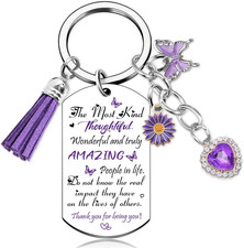 Best Friend Birthday Gifts for Women - Funny Friendship Keychain Purple