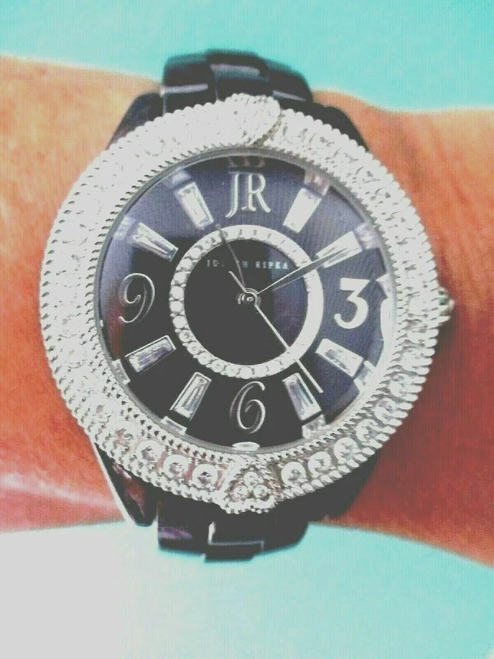 Judith Ripka Black Ceramic Stain-Steel Watch Sz EXTRA SMALL w Gift Box - Image 2 of 4