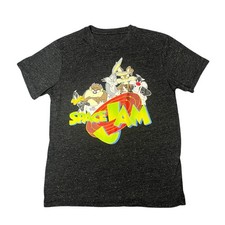 Space Jam Looney Tunes Graphic T Shirt Mens M Black Confetti Bugs Bunny Cartoon