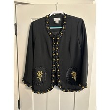 Victor Costa Occasion Evening Black Blazer Jacket Holiday Party Coat Sz M
