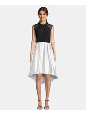 BETSY  ADAM Womens Black Cap Sleeve Midi Hi-Lo Formal Dress Size: 12