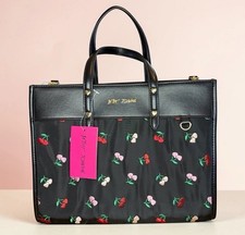 BETSEY JOHNSON Embroidered Cherry Satchel/Crossbody  Black Purse  Xobeca-n -NWT 