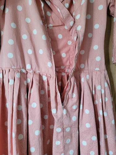 Vintage Phyllis Taylor London 1950s Occasion Dress Pretty In Pink Polka Dot - Picture 8 of 17