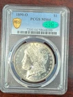 1890-O CAC PCGS MS64 MORGAN SILVER DOLLAR GOLD SHIELD HOLDER CAC