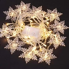 🎄96LED Christmas Curtain Window Snowflake String Fairy Lights Waterproof Decor