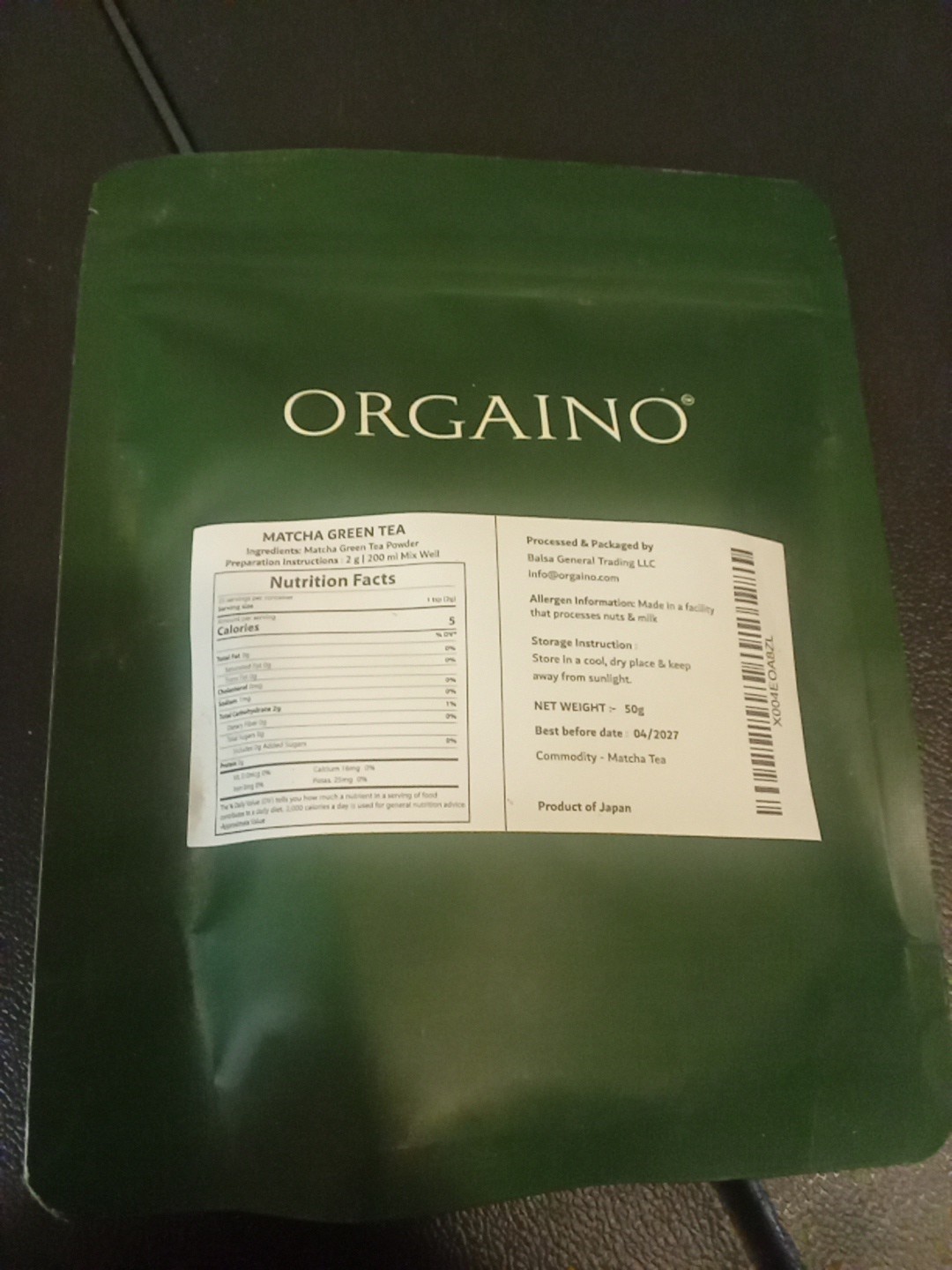 Organo Tease Matcha Green Tea