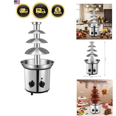 Chocolate Fountain Machine   Electric Stainless Steel Fondue Fountain, 4-Tier...
