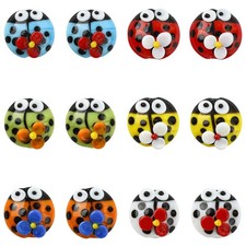 12pcs Handmade Lampwork Beads, Mixed Color Glass Ladybug with Flower Beads DIY