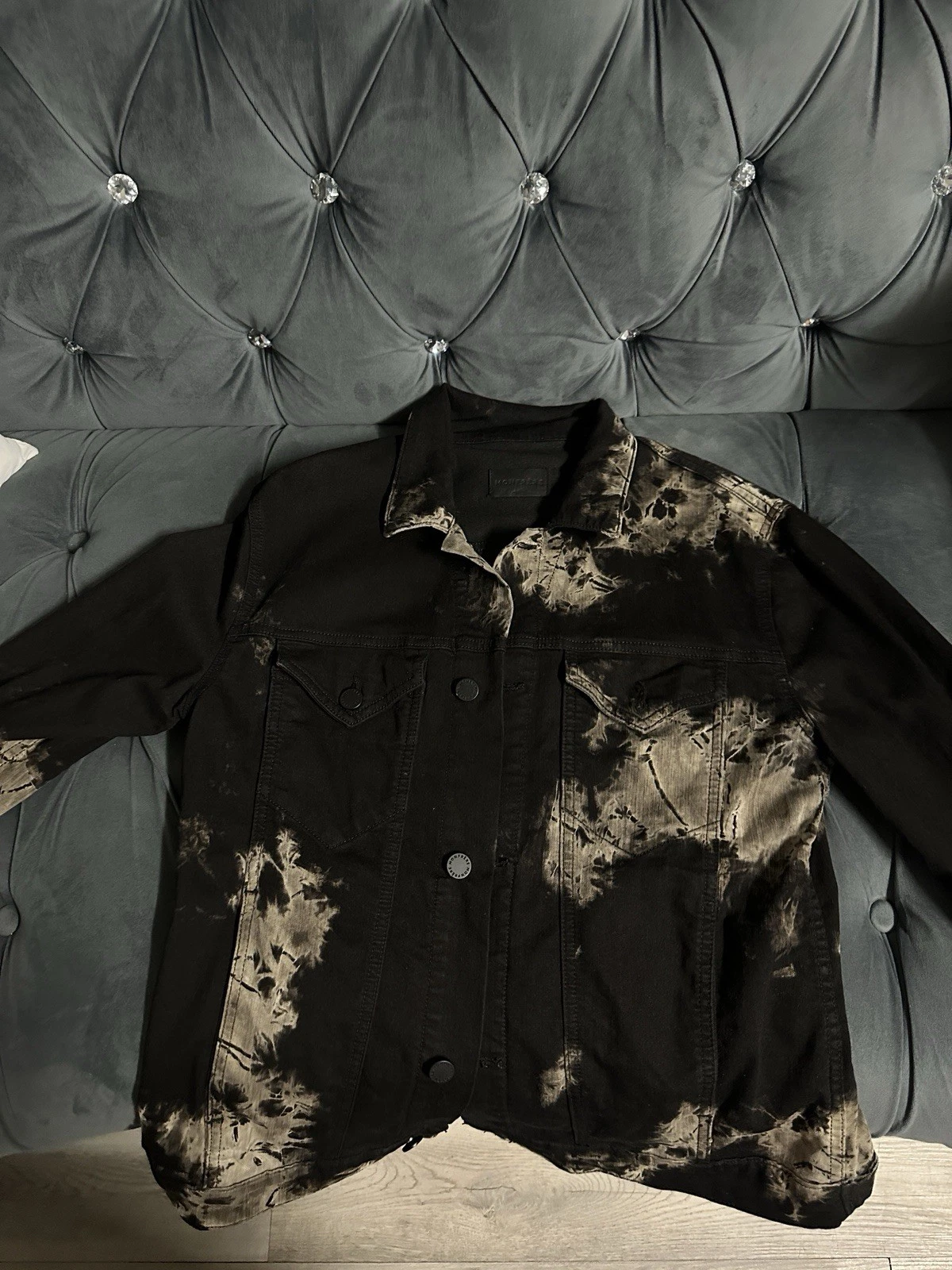 Monfrere Sandstorm Black Acid Wash Denim Jacket Size Small. image 7