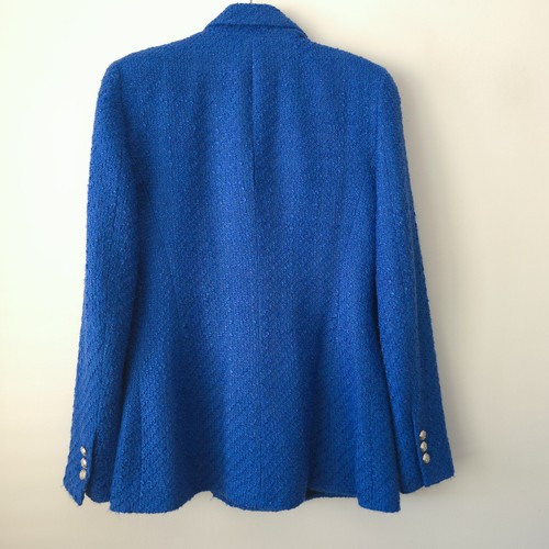 Zara Blue Textured Double Breasted Blazer Jacket Size S Small 8 10 - Picture 2 of 4