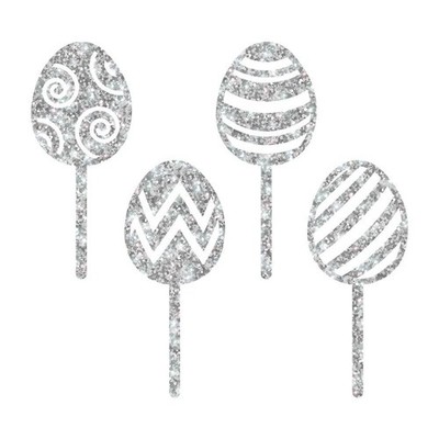 Cake Topper Pick Make A Wish Silber Glitzer Osterei 4er Set Cupcake Party