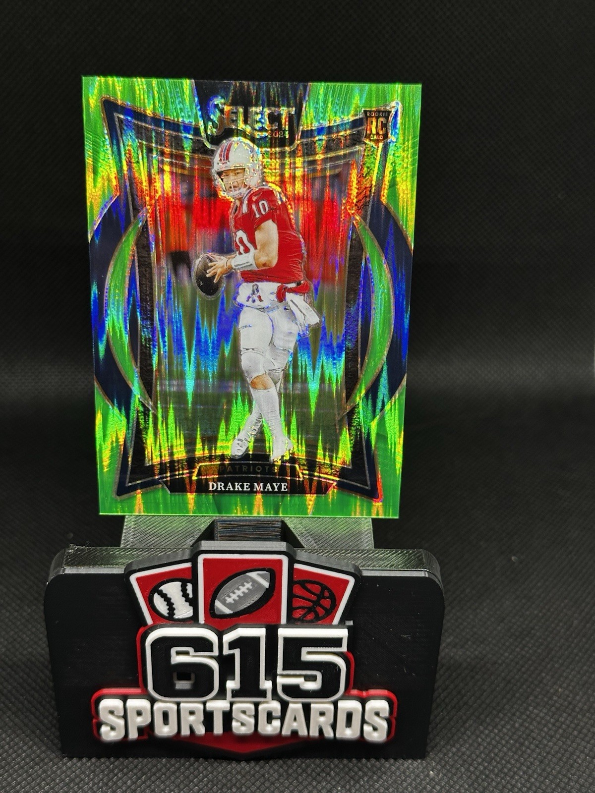 Drake Maye 2024 Panini Select - Concourse #27 Neon Green Shock Prizm /599 (RC)