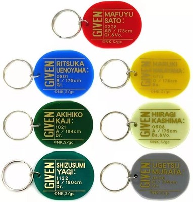 Set of 7 Given Oval Keychain Collection Anime Ver. given exhibition Used