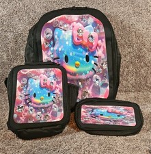 3 Piece Kitty Sanrio Style Backpack Set.