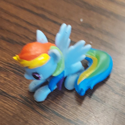 My Little Pony Rainbow Dash Blue Plastic Horse Figurine Multicolor Mane
