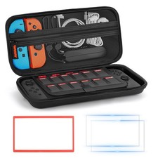 EVA Carrying Case Bag for Nintendo Switch 2 w/ Tempered Glass Screen Protectors