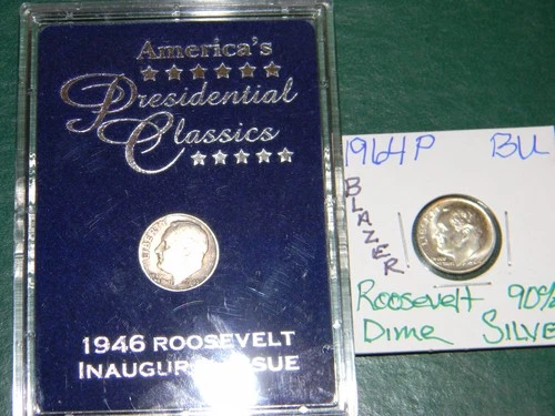Roosevelt 90% Silver Dimes (Lot Of Two):1946 P, 1964 P Circulated & Uncirculated
