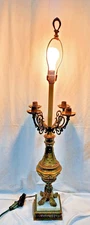 Victorian Baroque/Rococo Style Bronze Lamp Marble Base Large & Beautiful