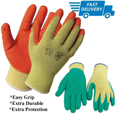 Arbeitshandschuhe orange, grün Latex beschichtet Bauarbeiterhandschuhe Gummi Sicherheit GripperGloves