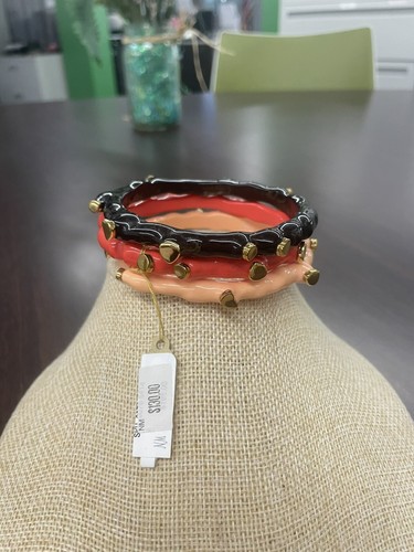 NWT Kara Ross Three Piece Multicolor Coral Bangle Set - Picture 3 of 5