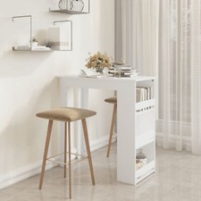 Lechnical Bar Table with Shelves White 102 x 50 x 103.5  Chipboard, Coffee V8V8