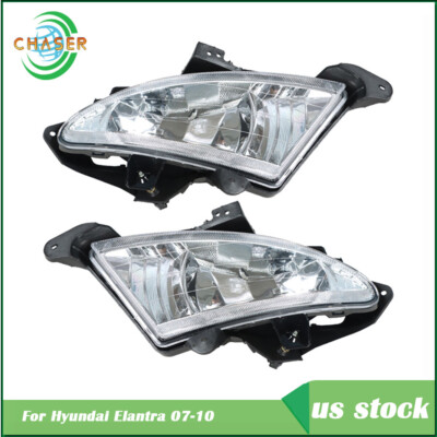 For Hyundai Elantra 07-10 Fog Lights Clear Lens Bumper Lamps Kit