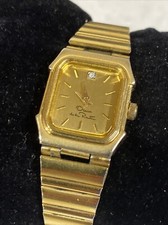 Vtg Oscar De La Renta Watch Women 19mm Gold Tone Diamond Octagon New Battery 7"