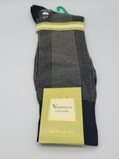 Vannucci Designer Dress Socks Mens 10-13 KHAKI/BLAK DOTS