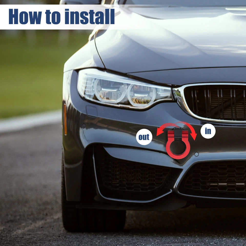 Barra de remolque con gancho de remolque atornillable para parachoques delantero trasero de coche para BMW 325i 335i 550i rojo Foto 3 de 4