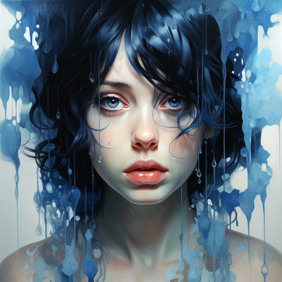 8x8 Photo Fine Art Print / ''Pretty Girl Blue'' An Original Artwork by Erik Elliot