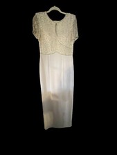 MONTAGE BY MON CHERI Light Gray BEADED LONG GOWN Special Occasion Sz 10P