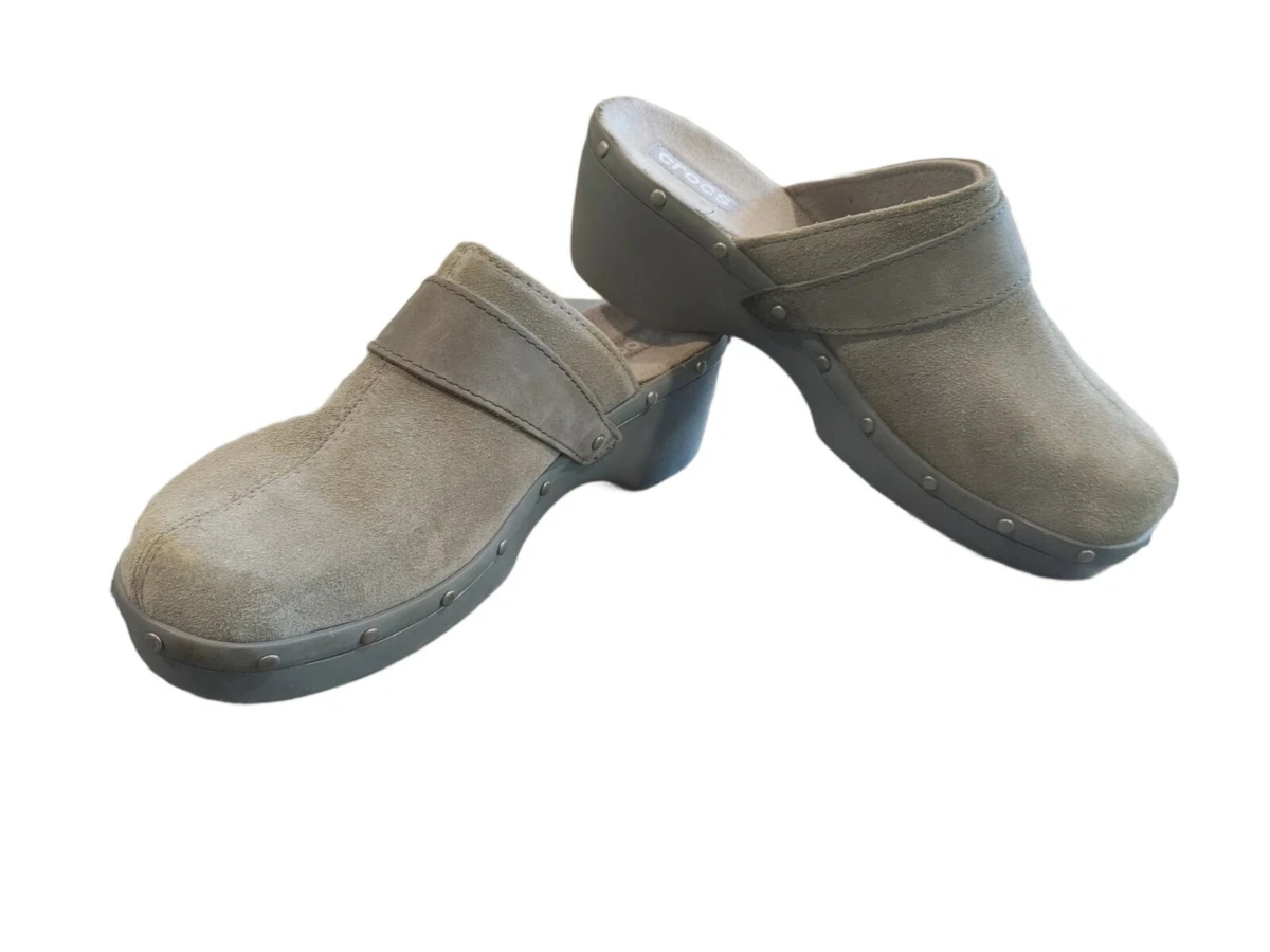 suede crocs clogs