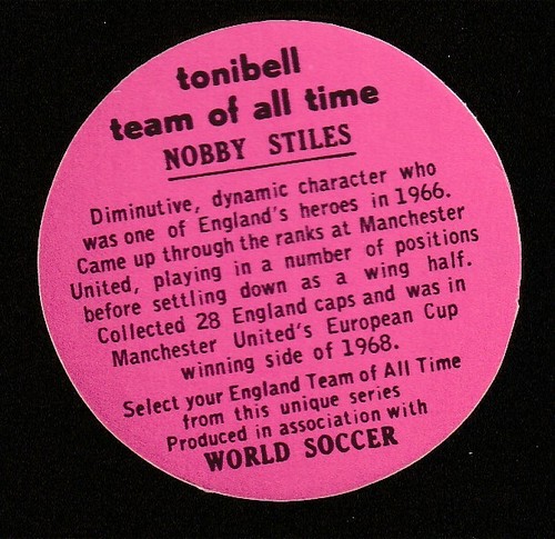 Helado TONIBELL 1971 estrellas de fútbol fútbol fútbol Nobby Stiles Manchester United - Imagen 2 de 2