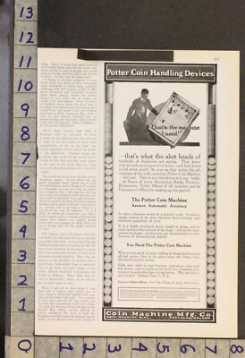 1915 POTTER COIN MACHINE BANK REGISTER CHANGE TURNSTILE PORTLAND STORE AD WN79