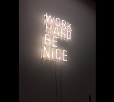 Warm White Work Hard Be Nice Neon Sign Light Lamp 19''x13'' Decor With Dimmer VH
