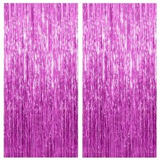2 Pack Pink Fringe Streamers Party Decor Foil Curtain Backdrop Birthday Decor
