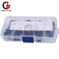 10 Value 3296 Multiturn Variable Resistor Trimmer Potentiometer Kit 50PCS +Case