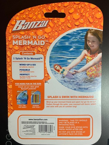 BANZAI SPLASH 'N GO MEERJUNGFRAU POOLSPIELZEUG NEU IN VERPACKUNG SCHWIMMEN MIT MEERJUNGFRAUEN! AUFZIEHEN & LOS! " 7,5" - Bild 8 von 8