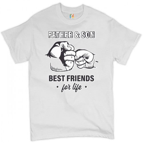 Father & Son Best Friends For Life T-shirt Fist Bump Father's Day Men's Tee